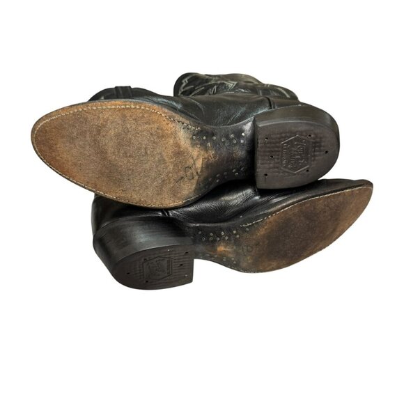 Tony Lama Vinatge Men’s Black Leather Western Cowboy Boots Size 9D Style 2964 - Picture 6 of 12